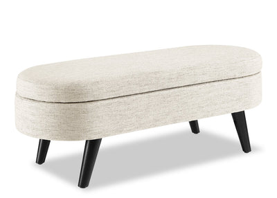 Montreal 43.5" Oval Fabric Storage Ottoman - White|Pouf de rangement ovale Montreal de 43,5 po en tissu - blanc