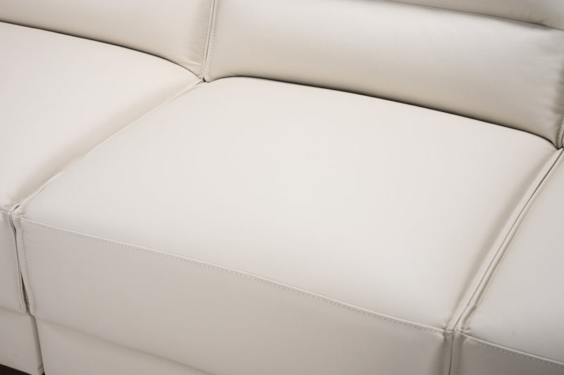 Citadel 2-Piece Right-Facing Top-Grain Genuine Leather Sectional with Wood Legs - Frost White
