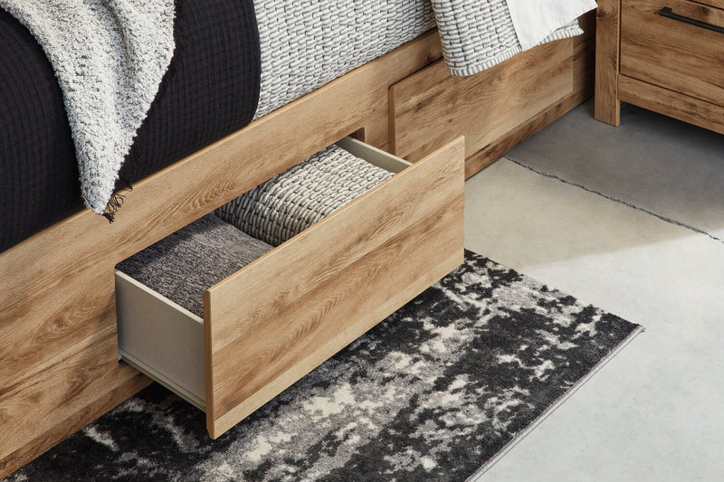 Derekson Storage Bed with 2 Built-In Side Drawers for Kids, Natural - Twin Size