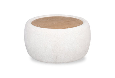 Rio 36" Chenille Fabric Cocktail Ottoman with Wood Top and Legs - Alabaster White | Pouf table à café Rio de 36 po en tissu de chenille avec dessus et pattes en bois - blanc albâtre