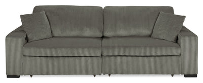 Stratus 108" Faux Fur Fabric Full-Size Sofa Bed with Power Sliding - Fog Grey | Sofa-lit double Stratus de 108 po en tissu de fausse fourrure avec coulissement électrique - gris brouillard