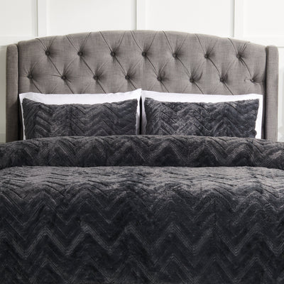 Tilda 3-Piece King Comforter Set - Charcoal | Ensemble d'édredon Tilda 3 pièces pour très grand lit - Gris foncé
