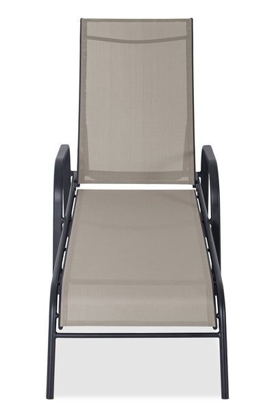 Tuscany Outdoor Patio Lounger with Adjustable Backrest - Metal, UV & Weather Resistant - Beige/Charcoal | Chaise longue Tuscany pour la terrasse à l’extérieur avec dossier réglable - métal, résistante aux rayons UV et aux intempéries - beige et anthracite