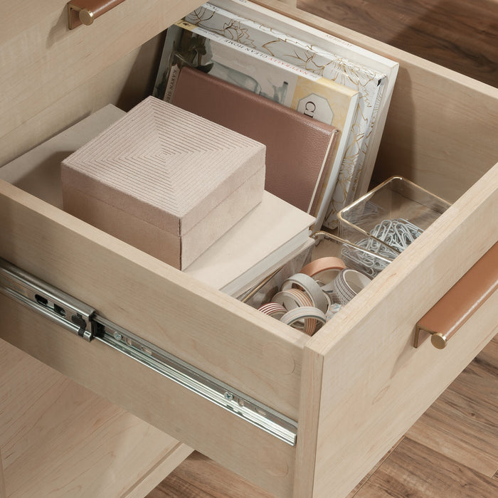 Whitaker Point 94.13\" Commercial Grade L-Shaped Office Desk with Storage & Keyboard Tray - Natural Maple
