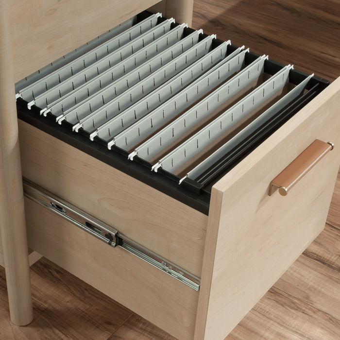 Whitaker Point 94.13\" Commercial Grade L-Shaped Office Desk with Storage & Keyboard Tray - Natural Maple