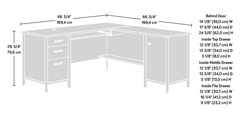 Whitaker Point 94.13\" Commercial Grade L-Shaped Office Desk with Storage & Keyboard Tray - Natural Maple