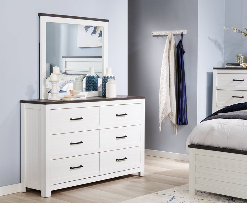Zoey Bedroom Dresser Mirror - Two-tone White & Brown