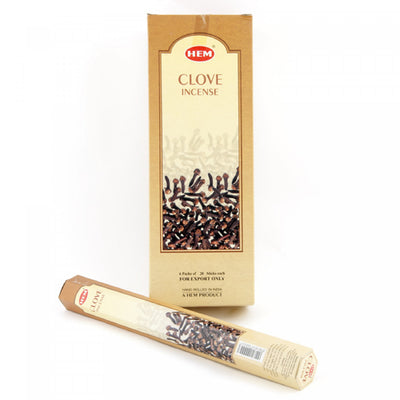 Hem Incense 20 Stick Clove - Set of 6 Incense Sticks|20 bâtons d’encens Hem à arôme de girofle - ensemble de 6 paquets de bâtons d’encens