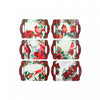 Christmas 11\" Ceramic Cardinal Plaid Coaster - Set of 6