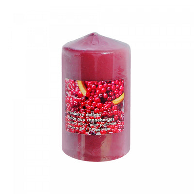 2.75" x 5" Scented Pillar Cranberry Delight - Set of 2 Candle|Chandelle pilier parfumée de 2,75 po x 5 po à arôme de délice aux canneberges - ensemble de 2 chandelles