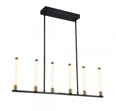 Infiniti Matte Black & Brass 6-Light Integrated LED Island Light