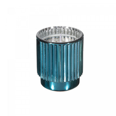 4.6 Oz Ribbed Electroplated Scented Candle Morning Garden - Set of 2|Bougie parfumée côtelée électroplaquée de 4,6 oz à arôme de jardin du matin - ensemble de 2