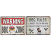 Embossed Metal Wall Sign BBQ Rules/BBQ Zone - Set of 2 Wall Decor