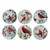 Christmas 8\" Round Ceramic Cardinal Coaster - Set of 6