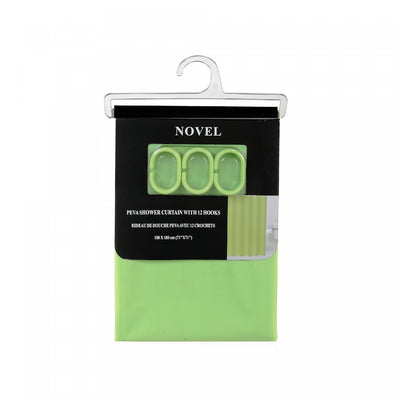 Peva Shower Curtain With 12 C Hooks 71x71 Green|Rideau de douche PEVA vert avec 12 crochets en forme de C 71 x 71