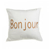 Bonjour White Canvas Cushion with Gold Print- Set of 2 Cushions