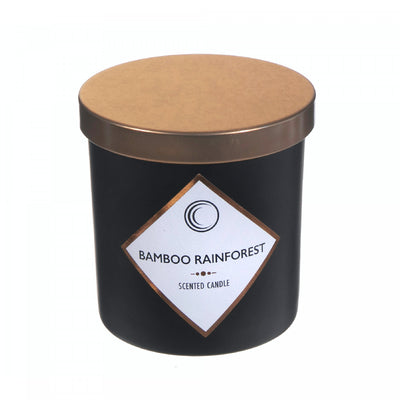 7oz Matte Black Scented Candle with Lid Bamboo Rainforest - Set of 2|Bougie parfumée noir mat de 7 oz à arôme de forêt tropicale de bambou avec couvercle - ensemble de 2