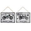 Rippled Metal Wall Sign Motorcycle - Set of 2