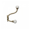 Iron Twist Hook with Ceramic Ivory Knob Gold - Set of 4 Hooks