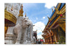 Beautiful Decorated Hindu Sculptures In Thai Temple 28x42 Wall Art Frame And Fabric Panel