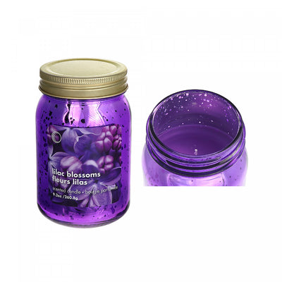 9.2oz Electroplated Mason Jar Candle Lilac Blossoms - Set of 2|Chandelle de 9,2 oz à arôme de fleurs lilas dans un pot Mason électroplaqué - ensemble de 2