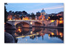 Night View Of Rome, Italy 16x24 Wall Art Frame And Fabric Panel