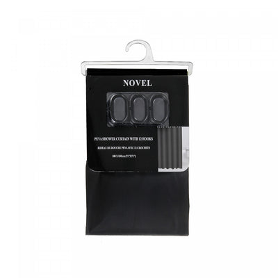 Peva Shower Curtain With 12 C Hooks 71x71 Black|Rideau de douche PEVA noir avec 12 crochets en forme de C 71 x 71
