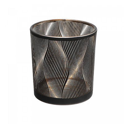 Glass Tealight Holder Waves - Set of 2 Candle Holder|Bougeoir pour bougie chauffe-plats en verre à motif de vagues - ensemble de 2 bougeoirs