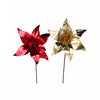Shiny Poinsettia Pick - Set of 12