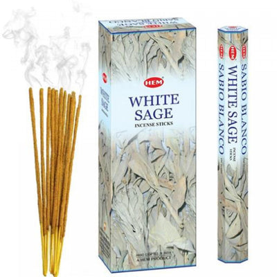Hem Incense 20 Stick White Sage - Set of 6 Incense Sticks|20 bâtons d’encens Hem à arôme de sauge blanc - ensemble de 6 paquets de bâtons d’encens