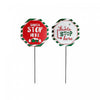 Octagon Santa Stop Here Metal Stake - Set of 2
