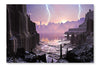 Violent Storm Over Distant Alien City 24x36 Wall Art Frame And Fabric Panel