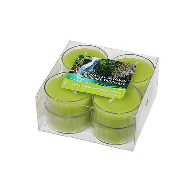 8 Pk Scented Tealights Tropical Getaway - Set of 2 Candle|Paquet de 8 bougies chauffe-plats parfumées à arôme d’escapade tropicale - ensemble de 2 paquets de bougies