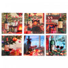 Christmas 8\" Square Ceramic Wine Coaster - Set of 6