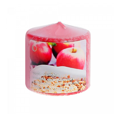 2.75" x 3" Scented Pillar Apple Crumble - Set of 4 Candle|Chandelle pilier parfumée de 2,75 po x 3 po à arôme de croustade aux pommes - ensemble de 4 chandelles
