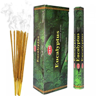 Hem Incense 20 Stick Eucalyptus - Set of 6 Incense Sticks|20 bâtons d’encens Hem à arôme d’eucalyptus - ensemble de 6 paquets de bâtons d’encens