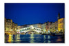Rialto Bridge At Night, Venice, Italy 16x24 Wall Art Frame And Fabric Panel