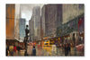 Urban City Street Digital Painting, Cityscape 24x36 Wall Art Frame And Fabric Panel
