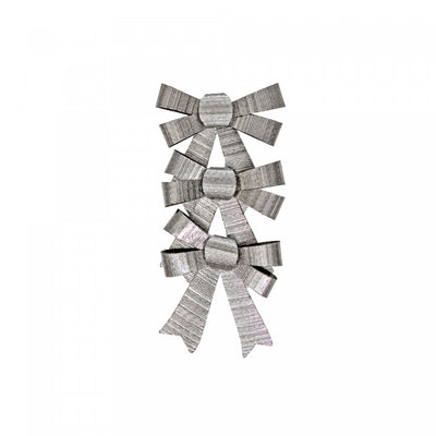 3pc Shiny Bows Silver - Set of 6 Giftwrap|3 boucles brillantes argentées - ensemble de 6 articles d’emballage-cadeau