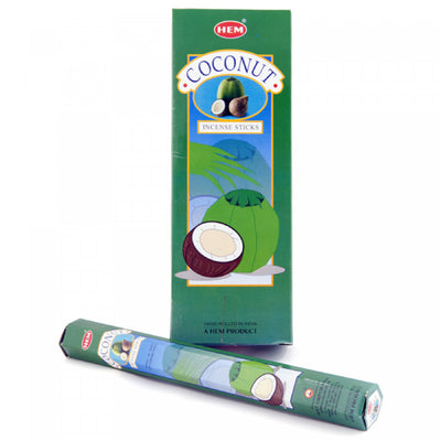 Hem Incense 20 Stick Coconut - Set of 6 Incense Sticks|20 bâtons d’encens Hem à arôme de noix de coco - ensemble de 6 paquets de bâtons d’encens