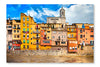 Girona - Pictorial City Of Catalonia, Spain 28x42 Wall Art Frame And Fabric Panel