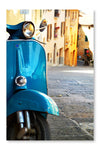 Vintage Scooter On The Street 24x36 Wall Art Frame And Fabric Panel