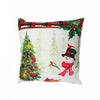 LED Velvet Cushion Snowman with Tree 18 x 18 - Set of 2 Cushions