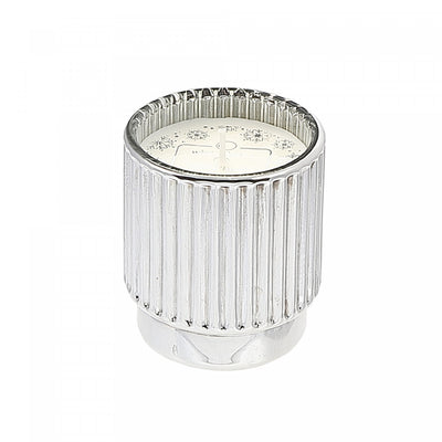 4.6oz Ribbed Silver Electroplated Scented Candle Winter Berry - Set of 2|Bougie parfumée côtelée électroplaquée argent de 4,6 oz à arôme de baie d’hiver - ensemble de 2