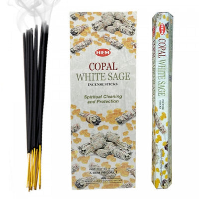 Hem Incense 20 Stick Copal White Sage - Set of 6 Incense Sticks|20 bâtons d’encens Hem à arome de copal et de sauge blanc - ensemble de 6 paquets de bâtons d’encens
