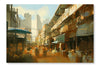 Colorful Street Market 28x42 Wall Art Frame And Fabric Panel