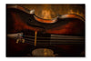 Detail Of Old Violin In Vinstage Style On Wood Background 16x24 Wall Art Frame And Fabric Panel