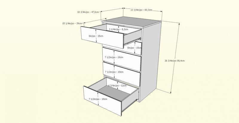 Nordika 5-Drawer Chest - White
