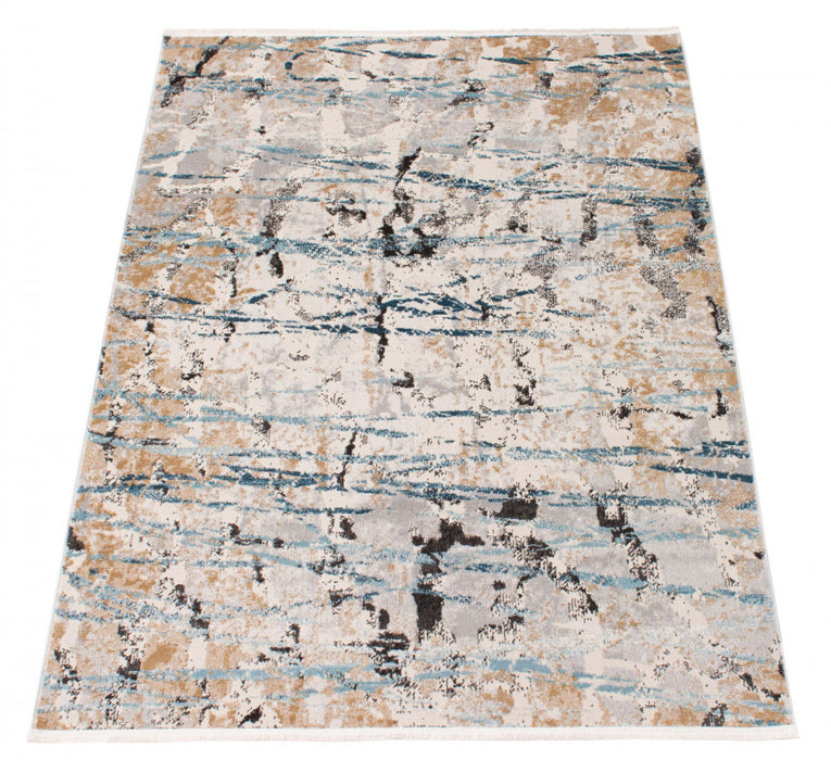 Tahi Blue, Grey, Taupe Rug 5'3\" X 7'3\" Area Rug