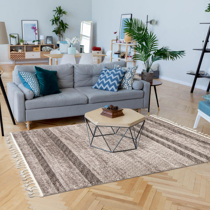 Vera Coastal Grey/Ivory Area Rug - 7'10\" x 10'5\"